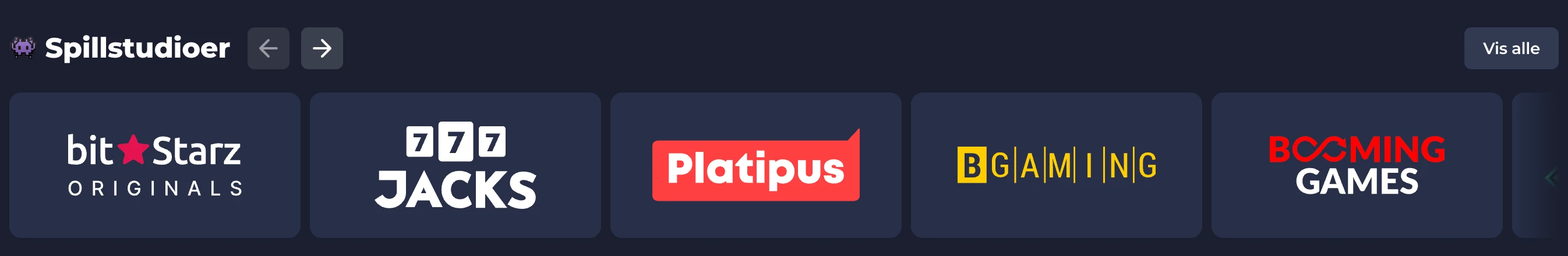 Bitstarz spillleverandører